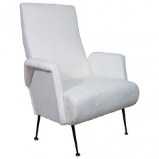 Pair of angular upholstered highback armchairs